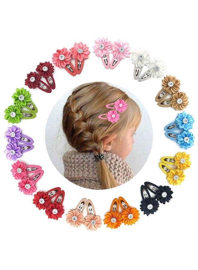 28pcs Baby Girl Hair Clips Kids Little Girls Boutique Grosgrain Ribbon Flower Hair Bows Clips