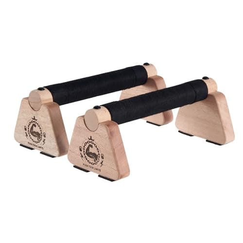 SANOSY Push Up Stand, 2 PCS Wood Parallettes Bars, 9" Wooden Calisthenics Equipment, Handstand Blocks and Pushup Handles for Handle Stands Grip Strength Training, Planks Calisthenics