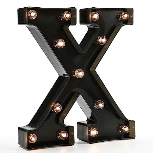 OYCBUZO Light Up Black Alphabet Marquee Letters Sign LED Marquee Number Lights Sign for Night Light Home Bar Christmas Lamp Birthday Party Wedding Decoration X