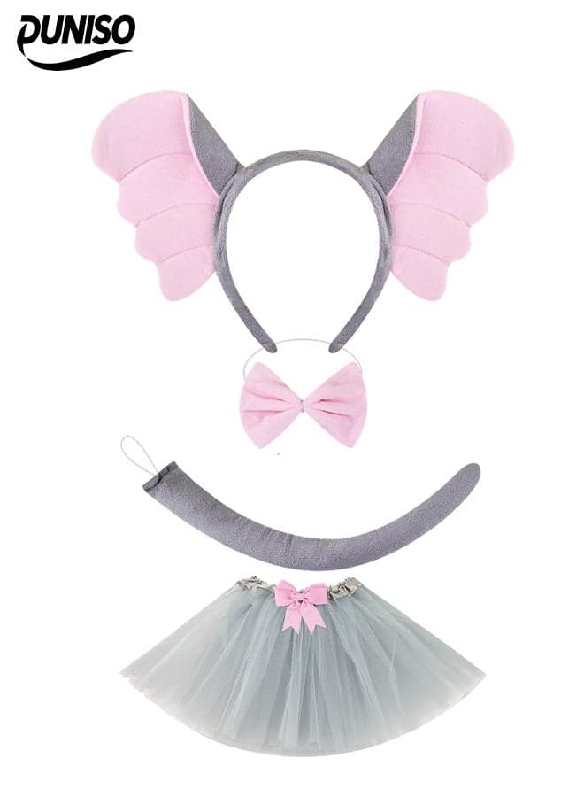 4-piece Children's Halloween Headband Set for Kids,Halloween Animal Ears Headband Set,Elephant Ear Headband,Soft and High-quality,for Halloween Parties Dress Up