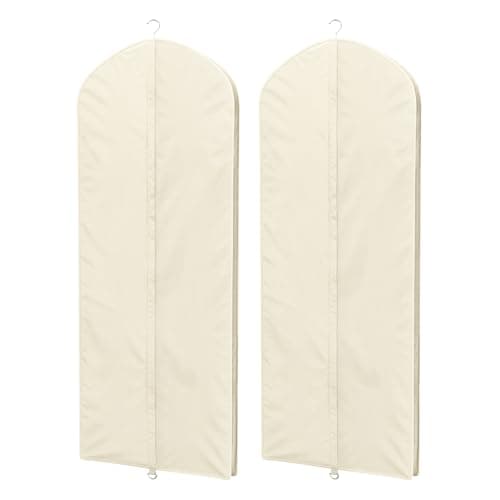 Univivi Premium Breathable Oxford Dress Cover Garment Bag, 60 inch Garment Bag for Hanging Clothes, Closet Clothes Storage, Dress, Jacket, Suit & Coat Bag - Beige,2 Pack