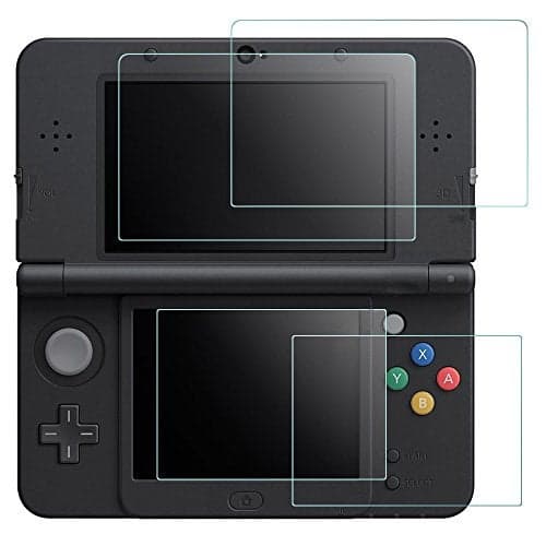AFUNTA Screen Protector Compatible with Nintendo New 3DS, 2 Pack (4 Pcs) Tempered Glass for Top Screen and HD Clear PET Film for Bottom Screen Accessory