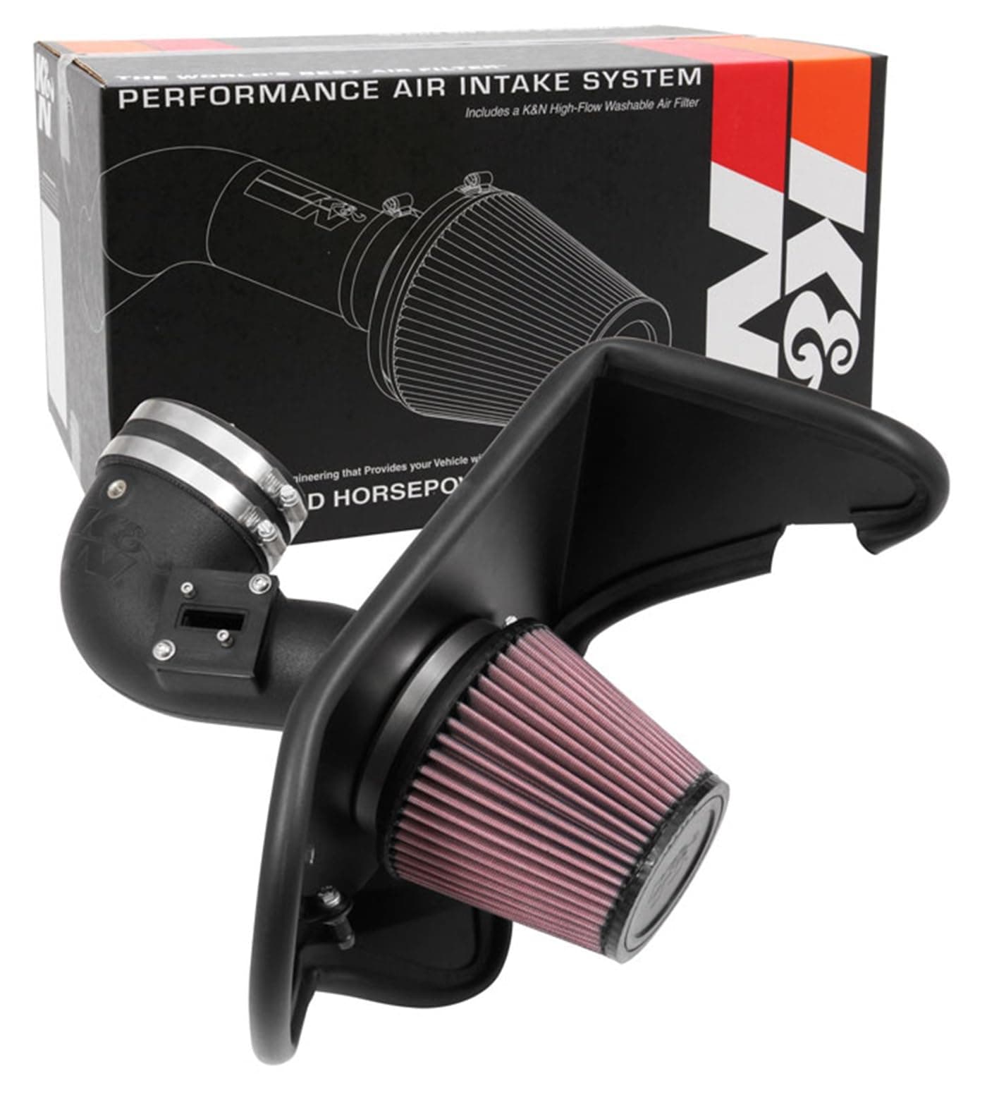 K&N Cold Air Intake System: High-Flow Air Filter, Increase Performance & Acceleration: Compatible with 2016-2023 Chevrolet: Camaro, 63-3105