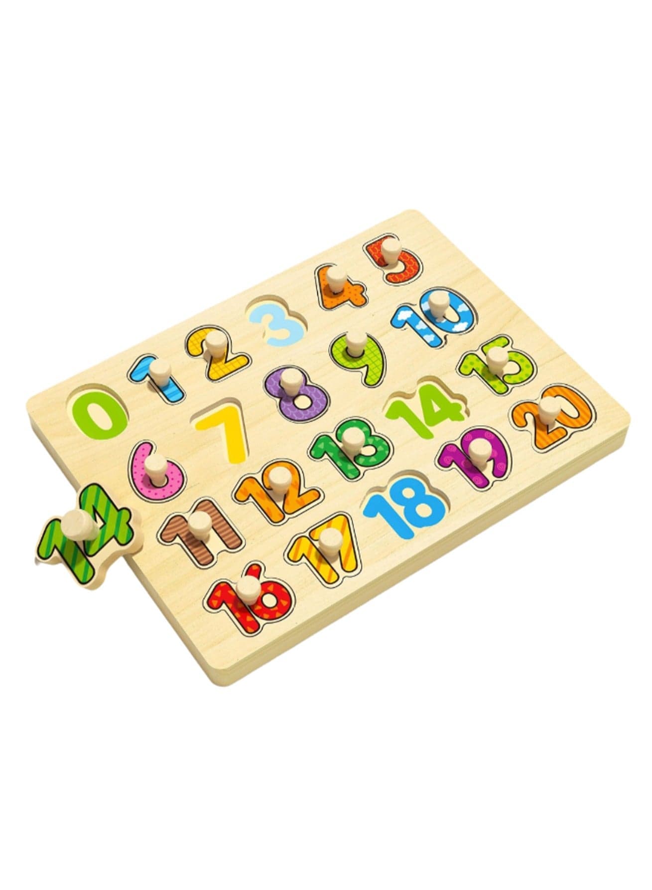 30cm 0-20 Numbers Hand Grasping Jigsaw Puzzle Board 1-3 Years Old Children Wooden Peg Jigsaw Puzzle Toy With Handle, Children'S Fine Motor Skills Learning Educational Montessori Jigsaw Puzzle, Ideal