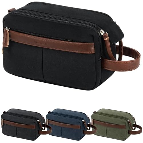 Vorspack Canvas Toiletry Bag for Men Water Resistant Travel Bag for Toiletries Bathroom Essentials Accessories Black