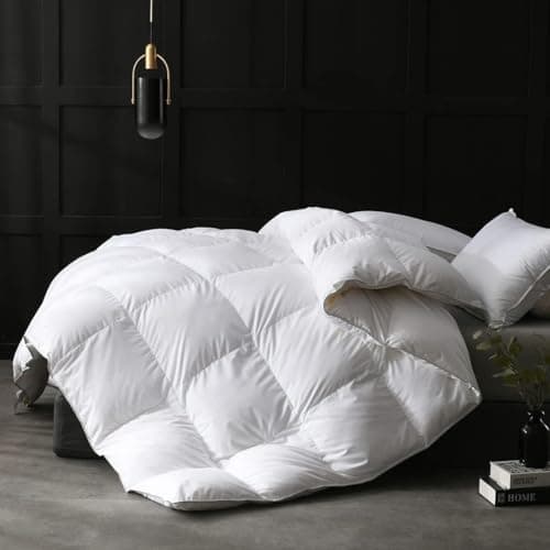 APSMILE Oversized Full/Queen Down Feather Fibers Duvet Insert - Ultra-Soft All Season Down Feather Fibers Comforter Hotel Collection Comforter, Fluffy Medium Warmth (White, 98"x98")