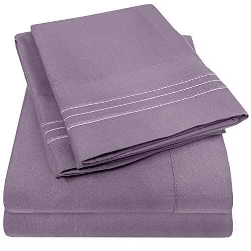 1500 Supreme Collection Twin Sheet Sets Plum - 3 Piece Bed Sheets and Pillowcase Set for Twin Mattress - Extra Soft, Elastic Corner Straps, Deep Pocket Sheets, Twin Plum