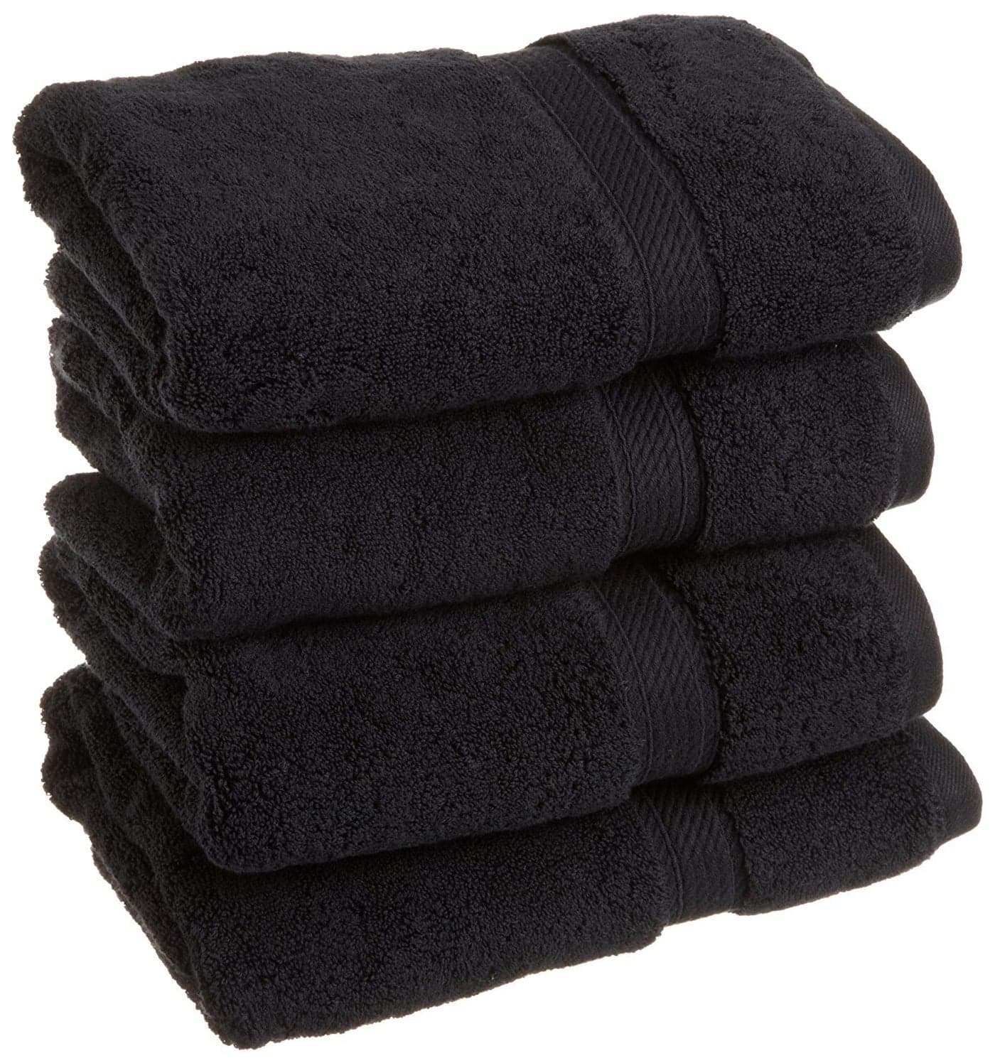 Superior Egyptian Cotton Pile Hand Towel Set of 4 Ultra Soft Luxury Towels Thick Plush Essentials Absorbent Heavyweight Guest Bath Hotel Spa Home Bathroom Shower Basics Black