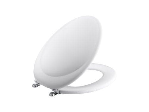 KOHLER K4615 Revival Elongated Toilet Seat with Polished Chrome Hinges Molded Wood Designed for Revival Collection Toilets