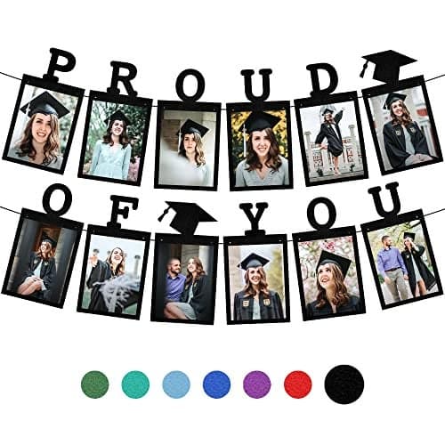 KatchOn, Black Graduation Photo Banner 2025 - Large 10 Feet | Proud of You Banner | Felt Graduation Picture Banner | Graduation Banner 2025 Personalized | Graduation Decorations 2025, Class of 2025