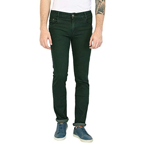 STUDIO NEXX Men's Regular Fit Stretch Jeans (Dark Green, Size 30)
