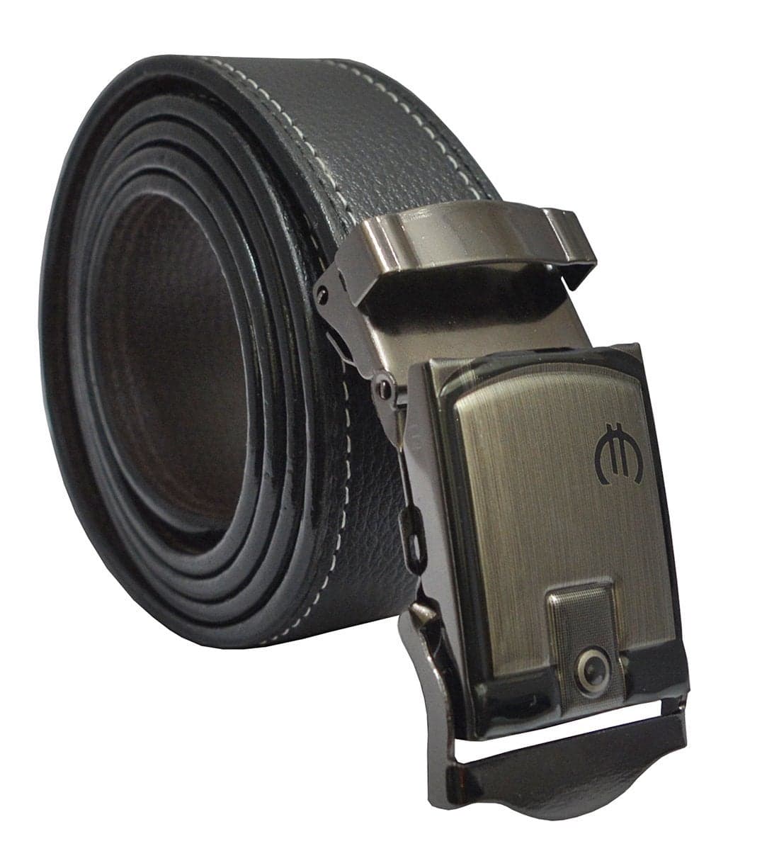 Sunshopping men's black auto lock pu belt (pu k bl rm bk) (Free Size)