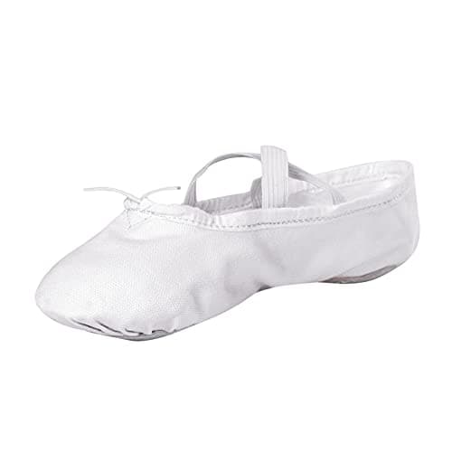 Stelle Canvas Ballet Shoes for Girls Dance Ballet Slippers Shoes(Toddler/Little/Big Kid/Women)(3ML,White)