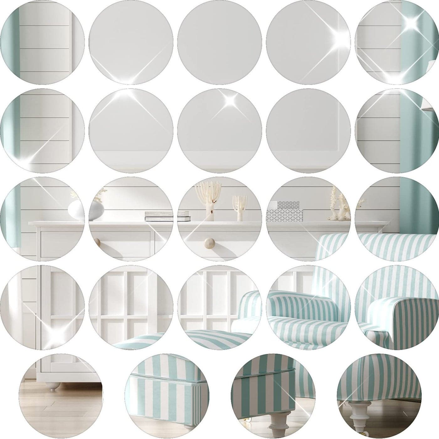 Set of 24 Acrylic Round Mirror Plate Circle Mirror Trays Wedding Centerpieces for Tables Self Adhesive Non Glass Mirror Stickers for Home or Wall Decor Candle Crafts 12 Inch