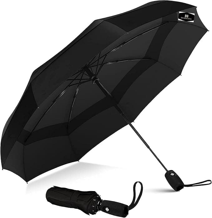 BB BACKBENCHERS Portable Auto Travel Umbrella - Windproof for Rain, Strong for Wind, Auto Open/Close Button, Perfect Car Umbrella for Men & Women, 1pcs