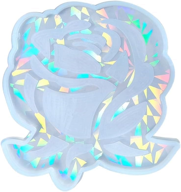 Resin Mold Crystal Flower Silicone Coaster Mould Fashion Holographic Coaster Resin Molds Rose Flower Cup Mat Epoxy Mold Home Decor Jewelry Casting Molds
