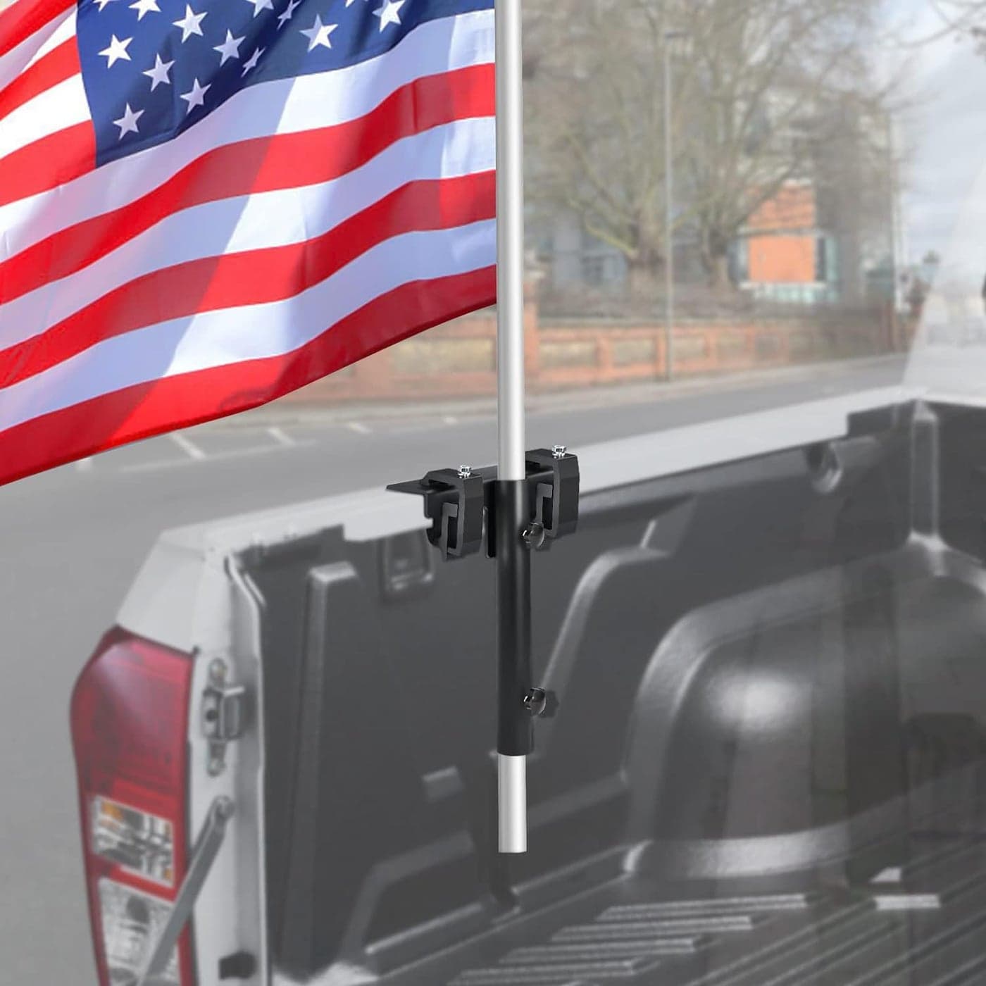GADFISH No Drilling Side Flag Pole Mount Kit for Truck BedUniversal Black Flagpole Holder Fit Up to 15 Pole