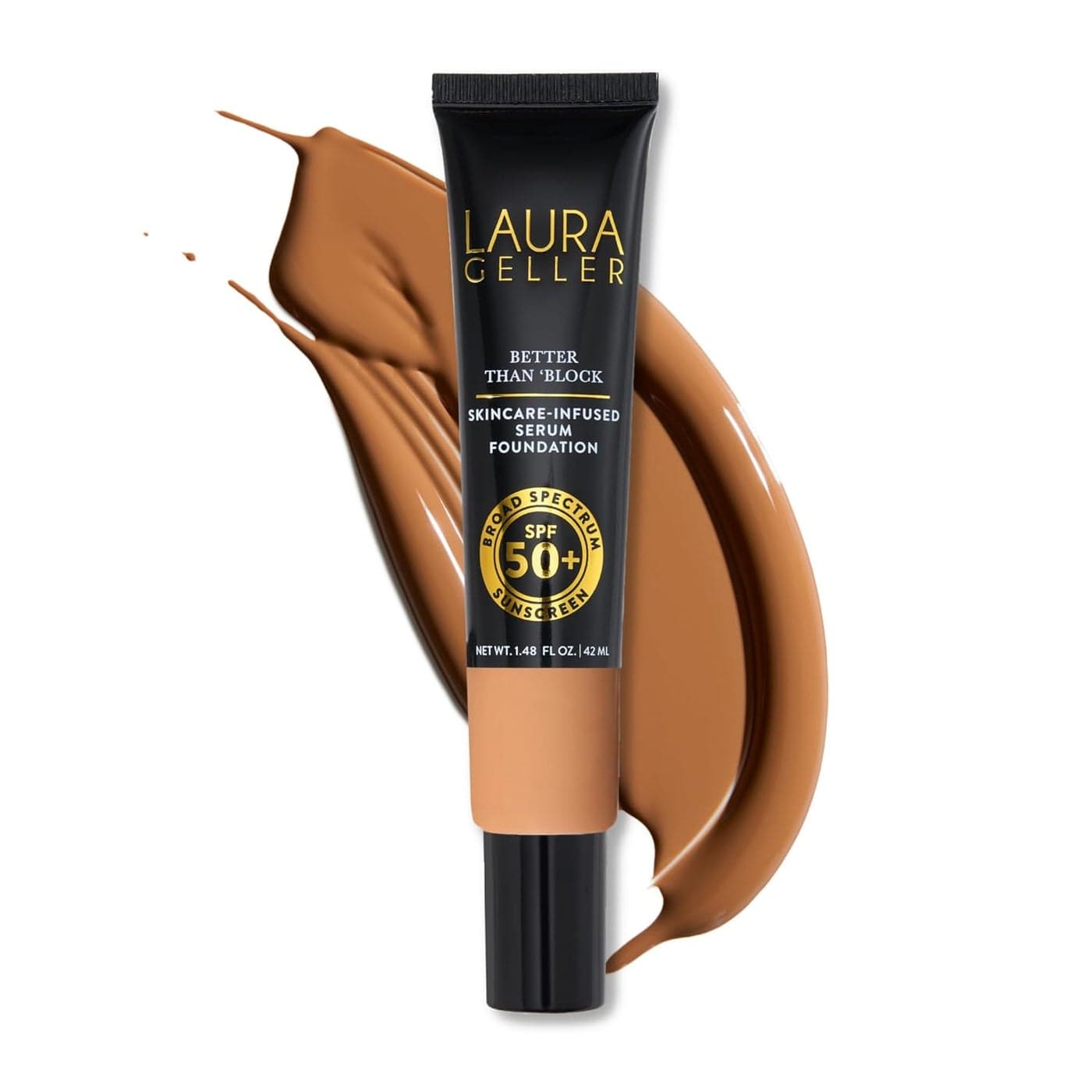 LAURA GELLER NEW YORK Better Than Block SkincareInfused Serum Foundation with Broad Spectrum SPF 50 Sand