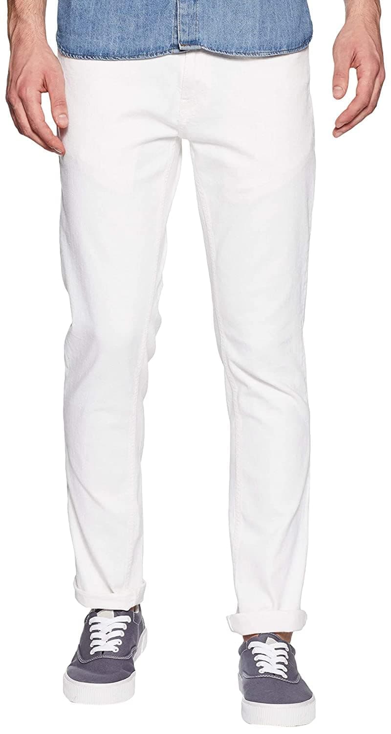 Ben Martin Men's Slim Fit Stretchable 34 Size White Cotton Denim Jeans Pant for Men, JJ3-15