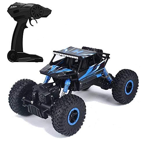 Negi 1:18 Rechargeable Rock Crawling 4WD 2.4 Ghz 4x4 Rally Car Remote Control Monster Truck Kids Play Toys (Plastic,Blue)
