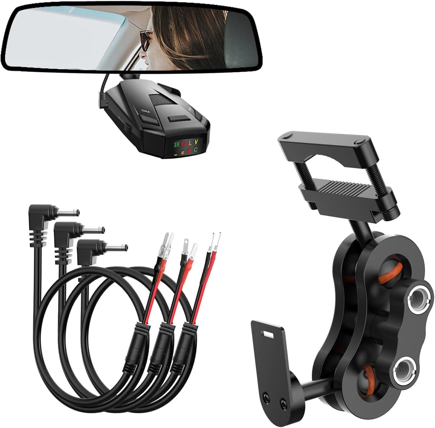 SDSACZMU Radar Detector Mount with Hard Wire Power Cord Kit for Cobra Radar Detectors