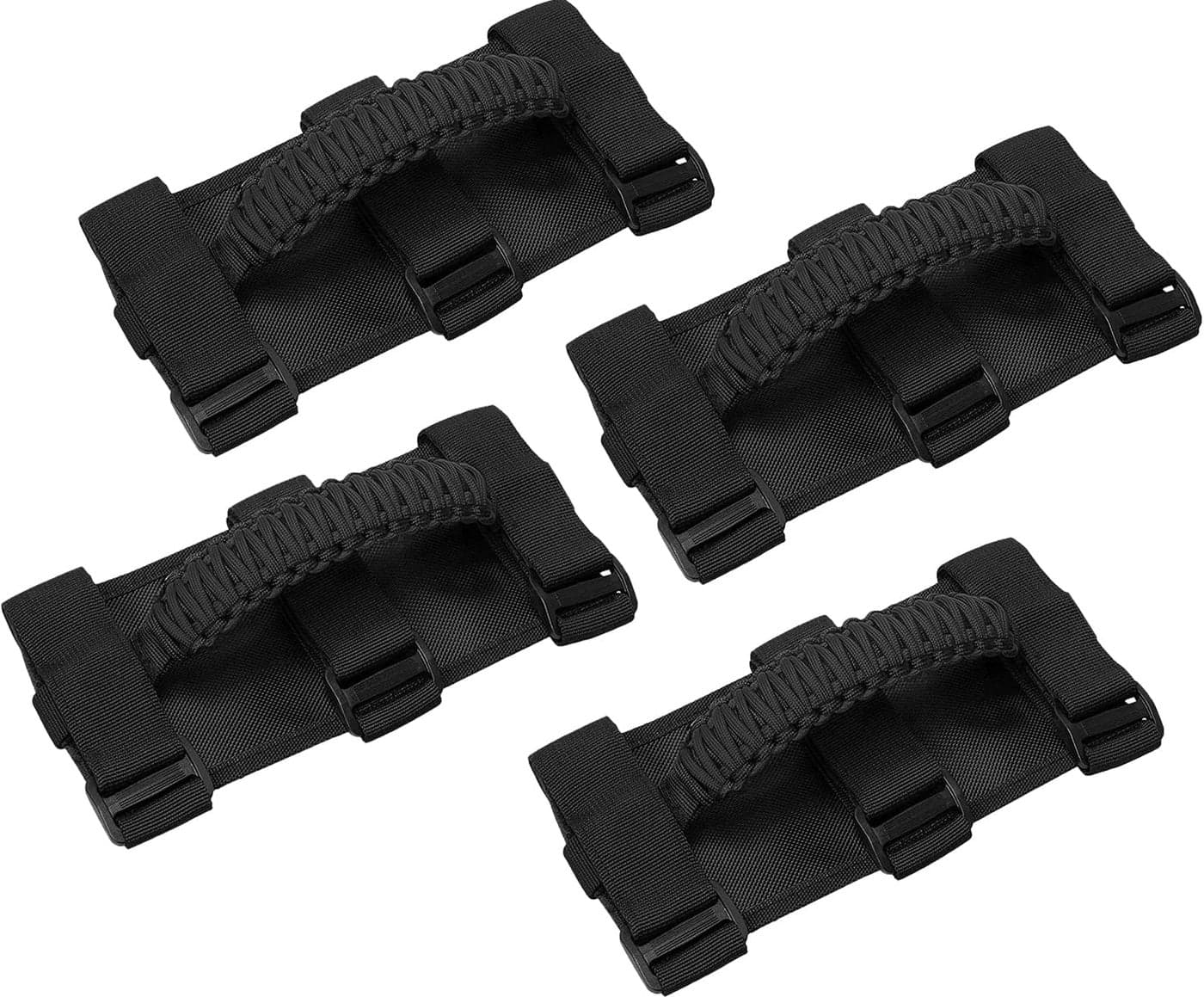 4 x Roll Bar Grab Handles Grip Handles Compatible with Jeep Wrangler YJ TJ JK JL Easy to Fit 3 Straps Design for Gladiator JT 19872021 Premium Paracord Jeep Gladiator Accessories Black
