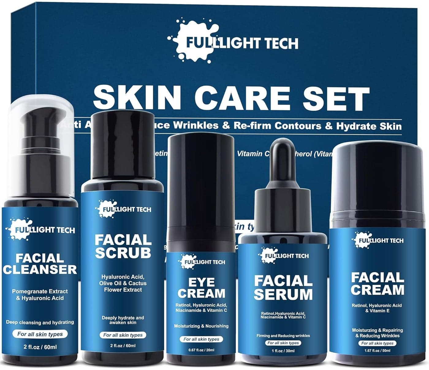Skin Care for MenMens Hydrating Skin Care Kit for TigtenFirm Hydrate Skin Facial Care Kit WRetinolHyaluronic AcidMen Christmas Brithday Fathers Valentines Gifts for Him Boyfriend Husband