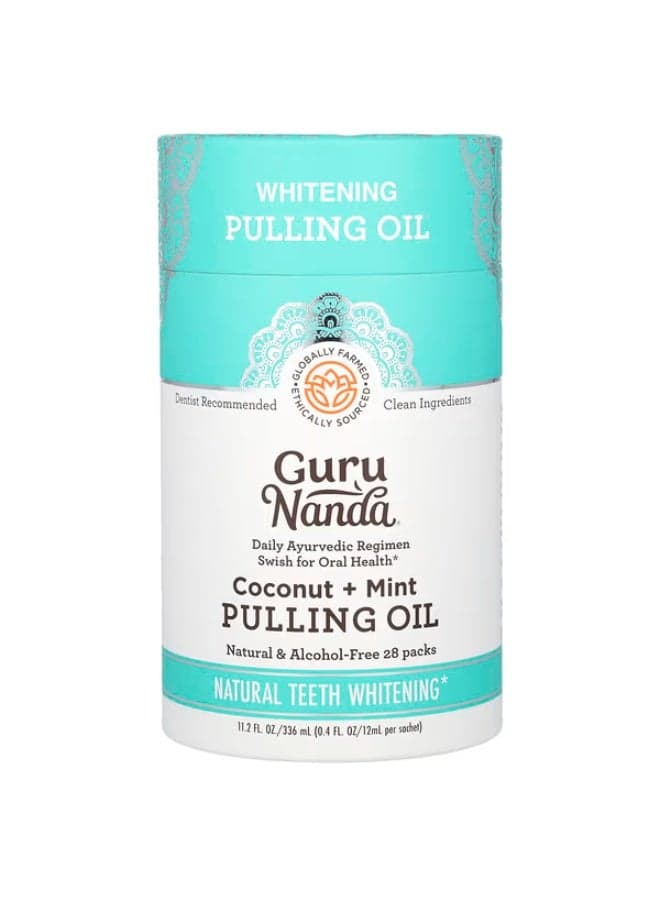 GuruNanda, Whitening Pulling Oil, Coconut + Mint, 28 Pack, 0.4 fl oz (12 ml) Each