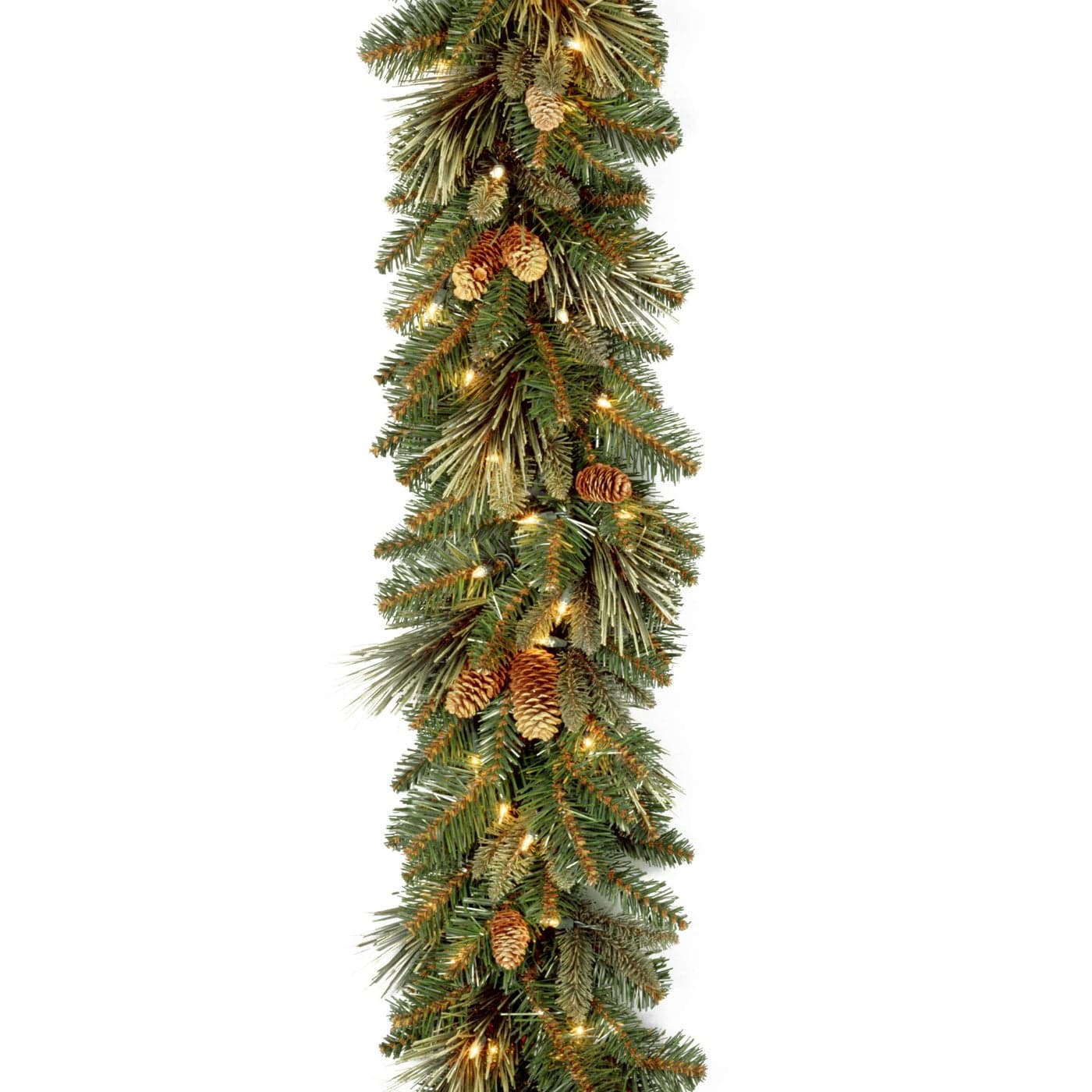 National Tree Company PreLit Artificial Christmas Garland Green Carolina Pine White Lights Decorated with Pine Cones Battery Operated Christmas Collection 9 Feet