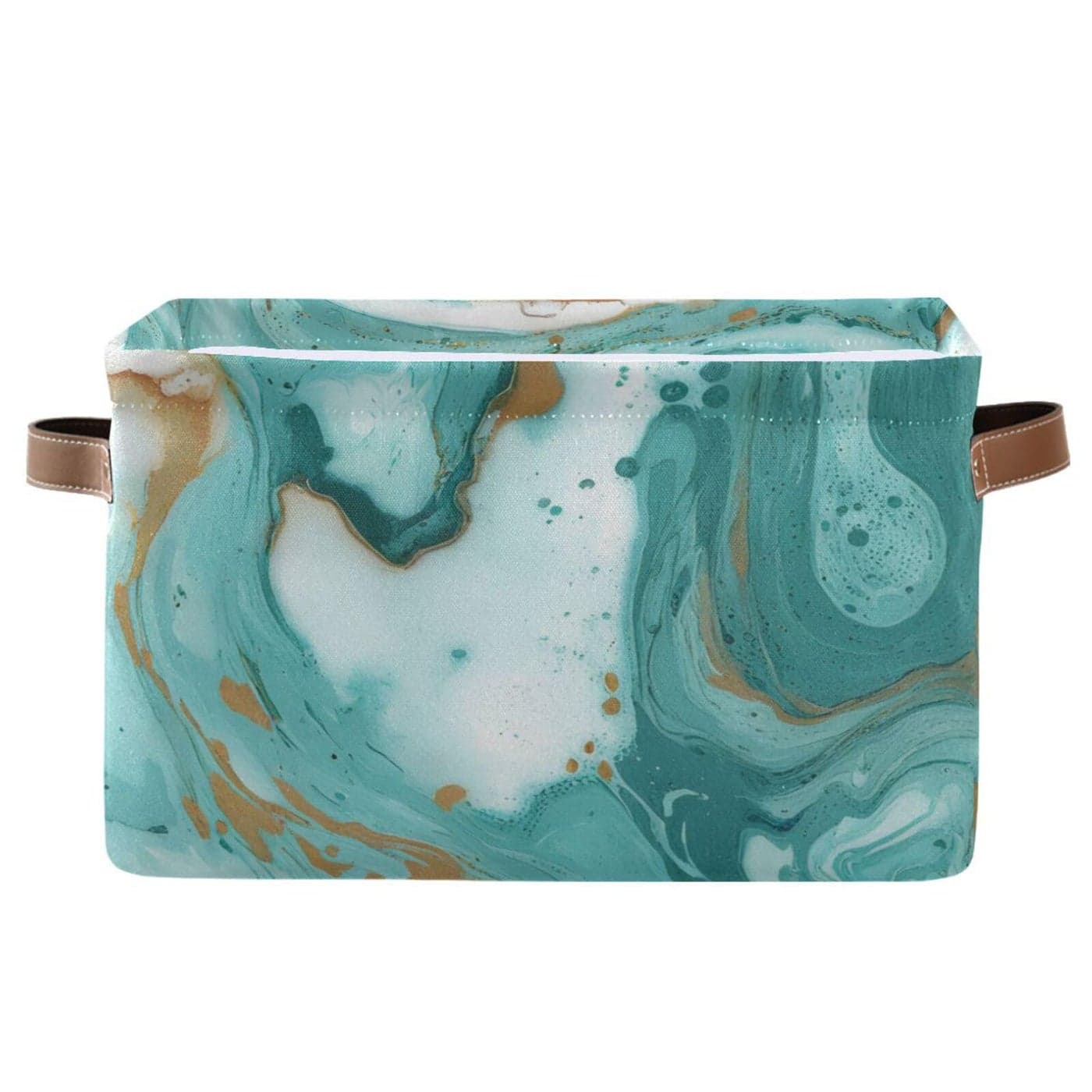 KEEPREAL Turquoise Marble Texture Basket Bin Large Storage Basket for Toy Canvas Storage Basket for Clothes Decorative Basket for Home Office 15x11x95inch