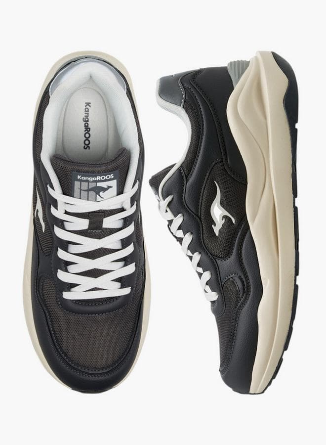 Men'S Panelled Sports Shoes With Lace-Up Closure