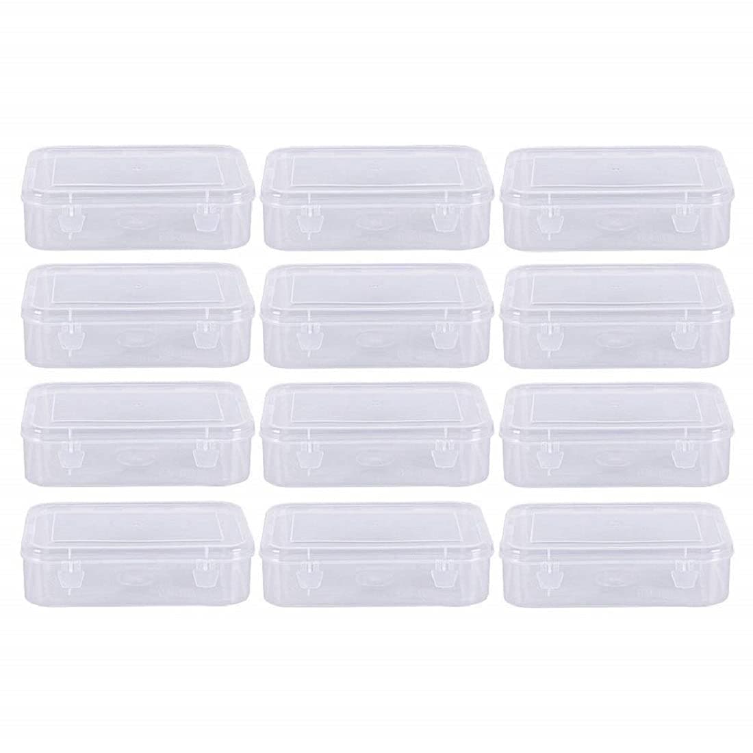 Medium Clear Plastic Box Multipurpose Transparent Container Boxes For Storage With Lock System (6.37 X 4.09 X 1.45 inches) (12) by Weariton: Style With Precious Simplicity