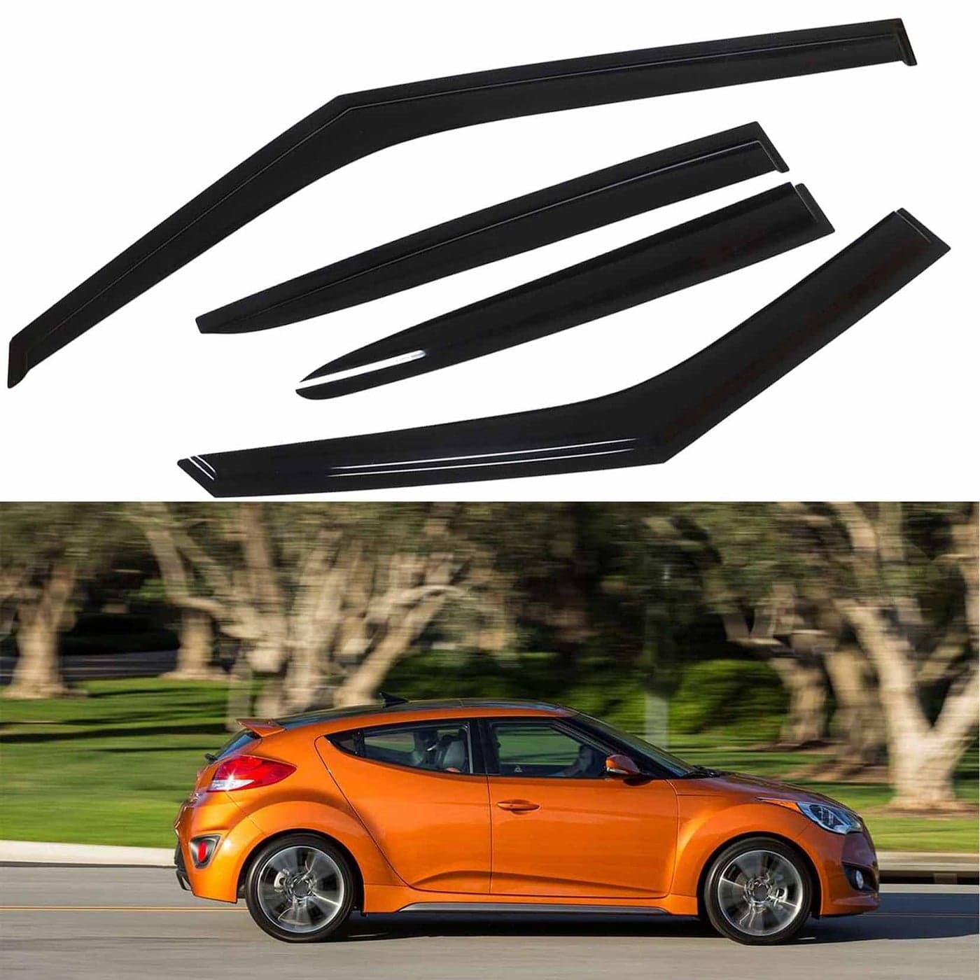 SEBLAFF Side Window Visors Vent Shade Sun Wind Rain Guards Deflectors Outside Mount Replacement for 20112017 Veloster
