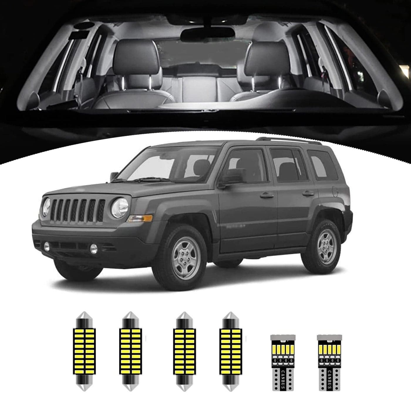 AWALITED 6pcs Patriot Interior LED Lights Kit Super Bright LED Map Dome Truck Light Bulbs for 20072017 Jeep Patriot all models