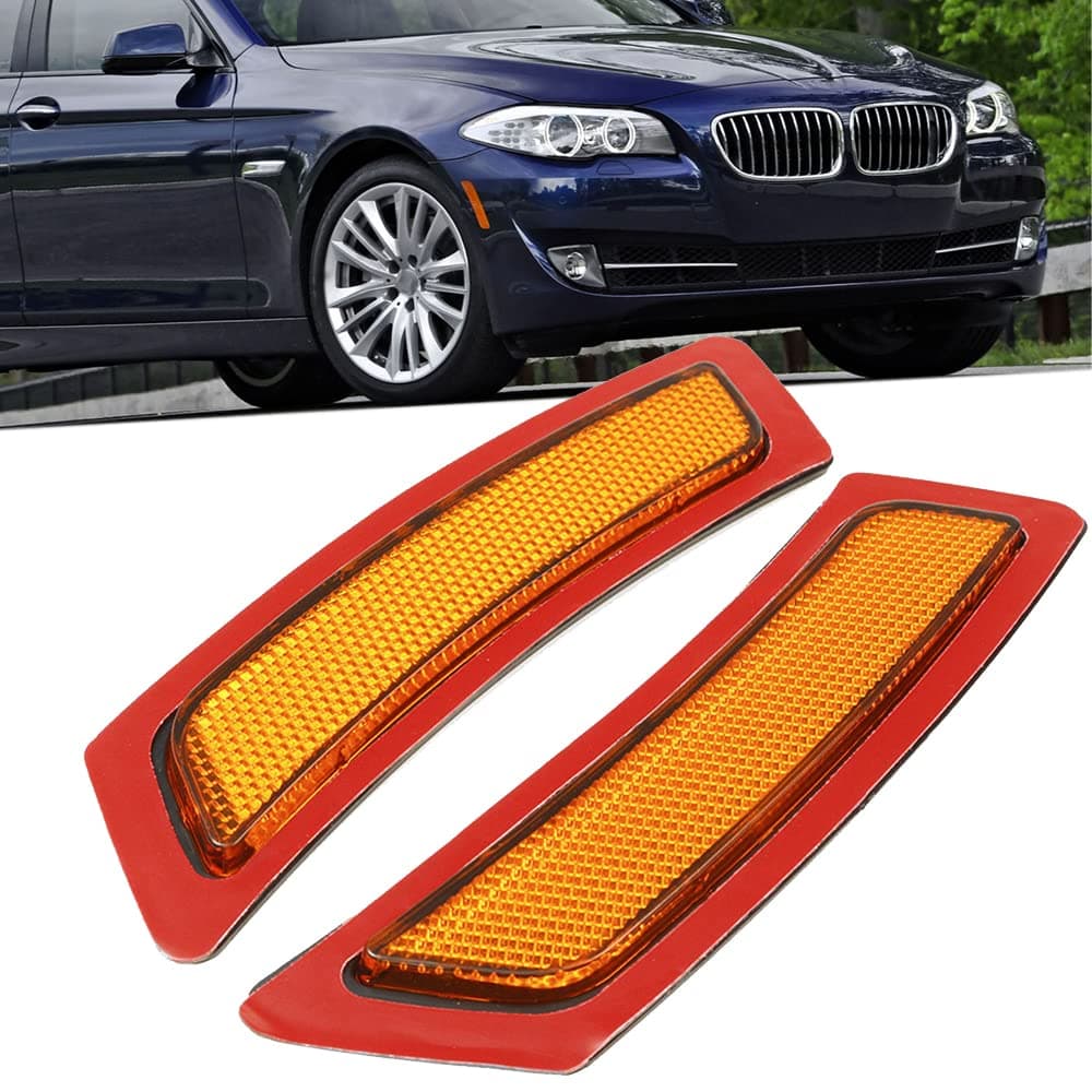 KYYET Front Bumper Side Marker Lights Reflector Compatible with 20112016 BMW F10F11 5 Series 528i 528ix 535i 550iAmber Lens