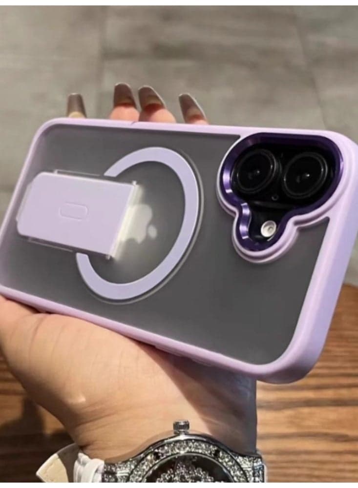 Folding Invisible Bracket Magnetic Suction Case Mobile Phone Cases,Lavender Suitable For iPhone 16