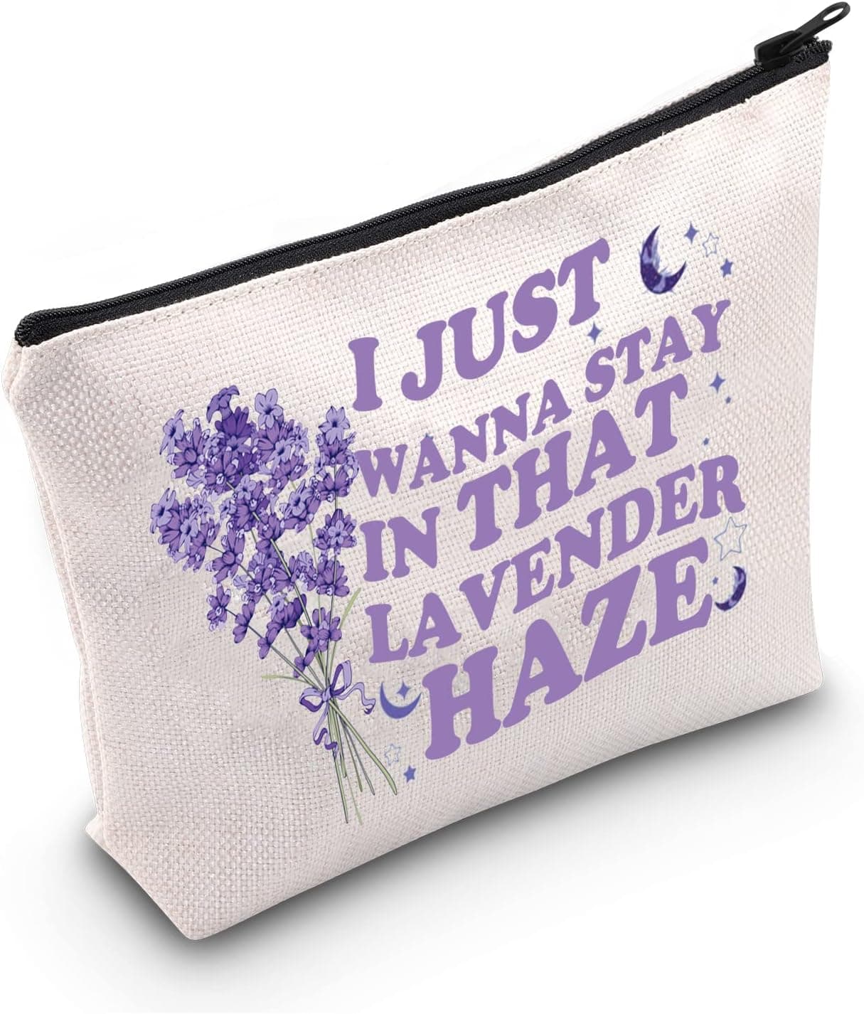 LEVLO Trendy Music Lovers Gift I Just Wanna Stay In That Lavender Ha*e Makeup Bag Lavender Waterproof Travel Organizer(In That Lavender Ha*e)