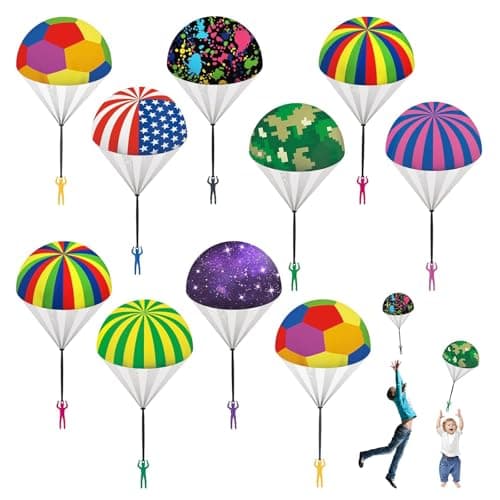 utosday Parachute Toy Easter Eggs Outdoor Flying Parachute for Kid Throwing Childrens Flying Toys with Small Figures Easter Basket Stuffers Top Indoor Hand Throw Soliders for 312 Year Old 10PCS