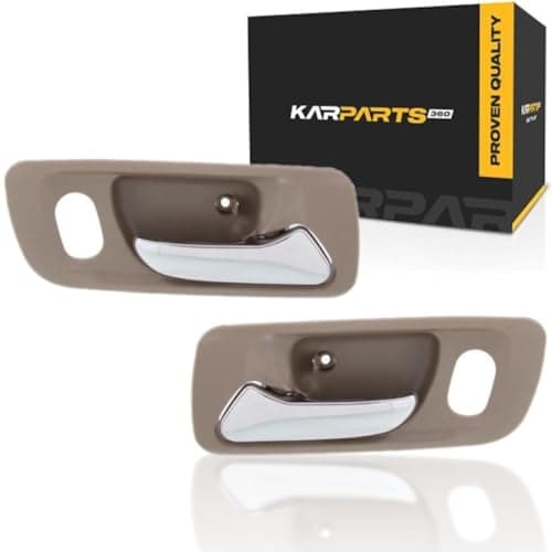For Honda Accord 19982002 Door Handle Driver and Passenger Side Pair Interior Front Beige Bezel With Chrome Lever With Door Lock Hole All Submodels HO1352118 HO1353118 72165S84A01ZC 72125S84A01ZC