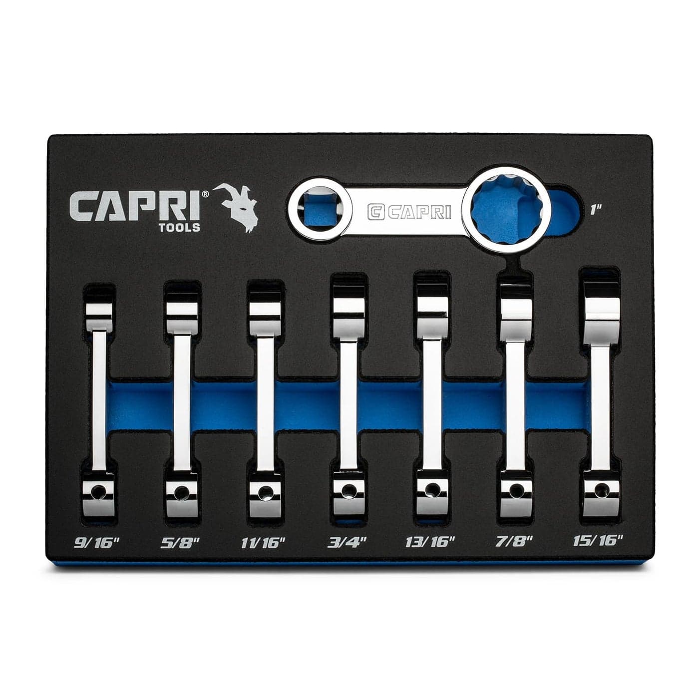 Capri Tools 12 in Drive Torque Adapter Set 12Point Box End 916 to 1 in SAE 8Piece with Mechanics Tray