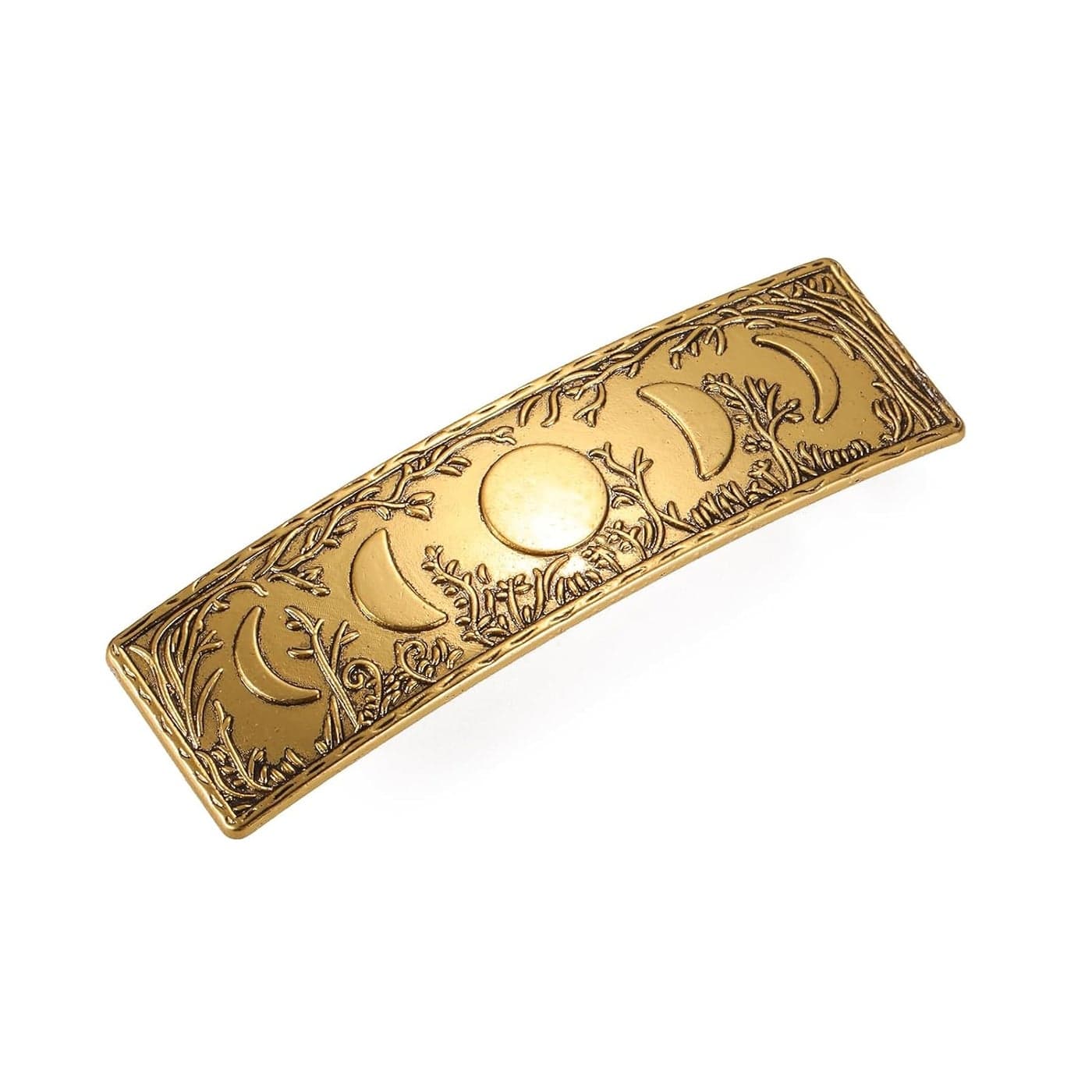 TEAMER Hair Clip Large Hand Crafted Vintage Retro Forest Moon Phase Hairpin French Metal Barrettes Hair Accessories for Women Forest and Moon Phase Gold
