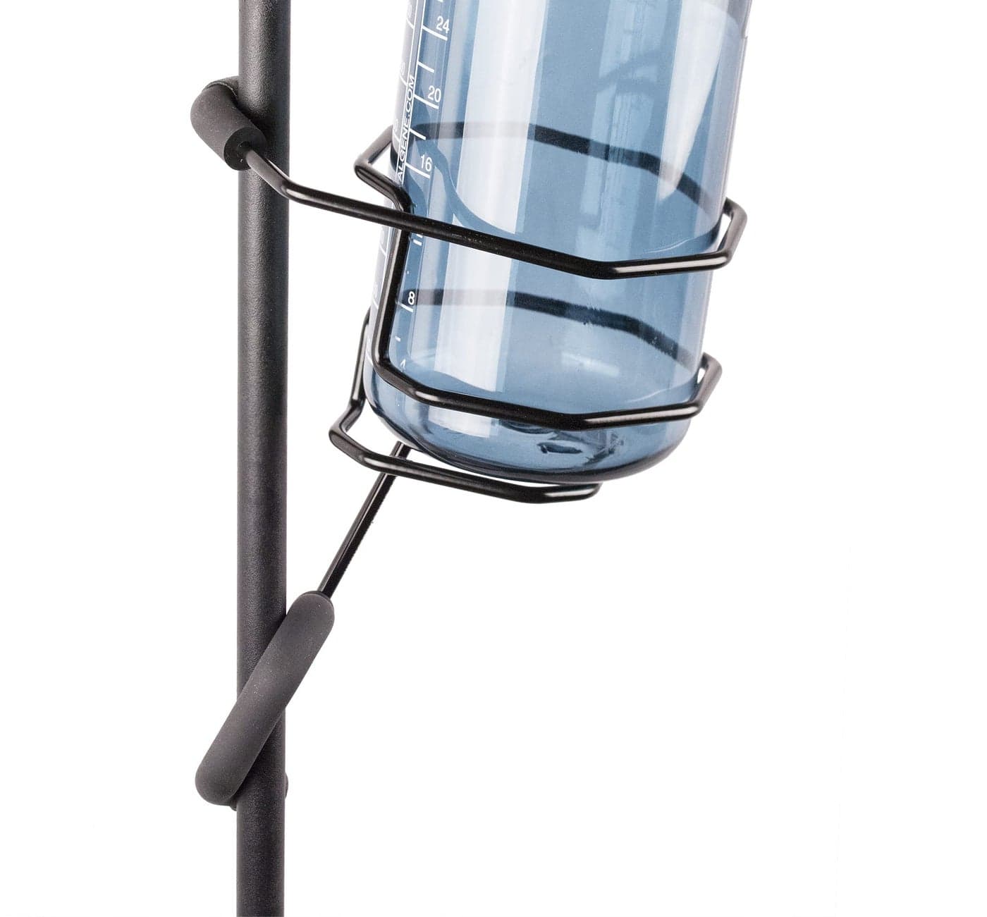 Mic Stand Large Drink Holder - Microphone & Cymbal Pole Mount for Nalgene Water Bottle Mason Jar Atlas Coffee Thermos Contigo Travel Mug - Black Heavy Duty Studio Quality Made in USA - String Swing