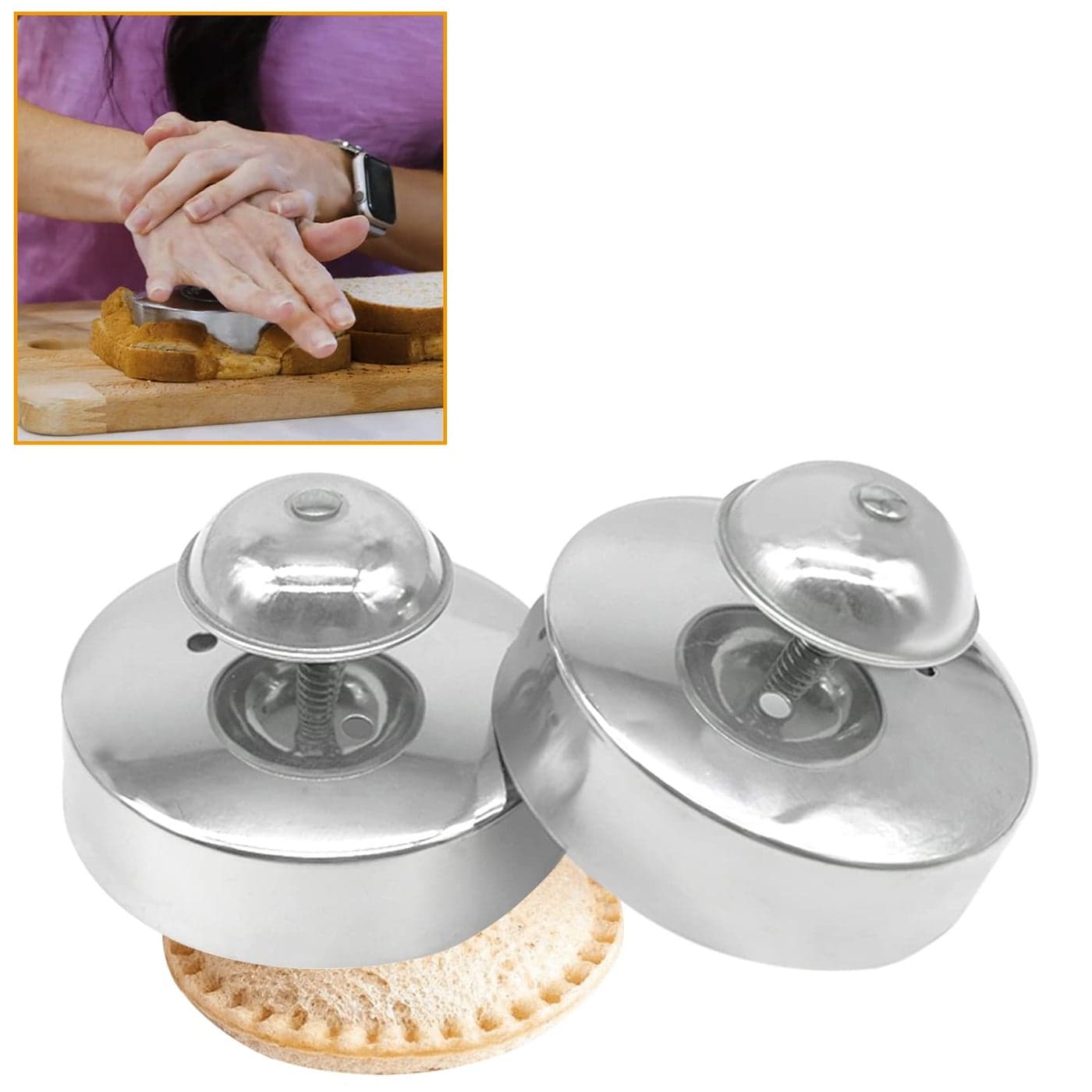 KAYCROWN Sandwich Cutter and Sealer Sandwich Maker for Kids Bread Sandwich DecrusterStainless Steel Pancake Maker DIY Cookie Cutter for Boys Girls Lunch and Bento Box Pack of 2