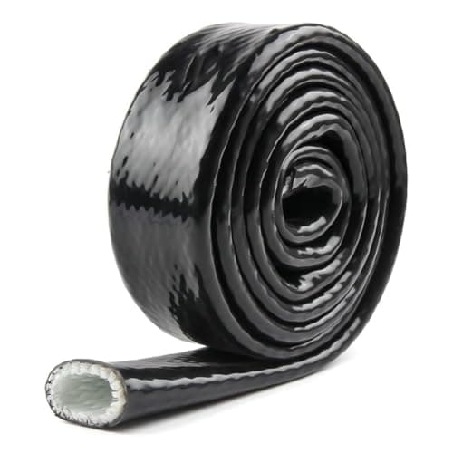 YSIL 14 ID 33FT Heat Shielded Fire Thermo Armor Fire Sleeve Silicone Coated Fiberglass Heat Protection for Automotive Hose Cable Lines Electrical Wiring Black