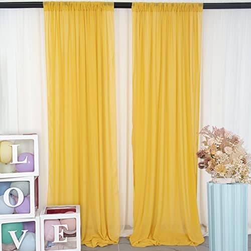 DUOBAO Gold Chiffon Backdrop Curtain 29 x96 Sheer Voile Fabric Drapes for Wedding Photography Stage Decor Baby Shower Party Backdrop 2 Panels WrinkleResistant
