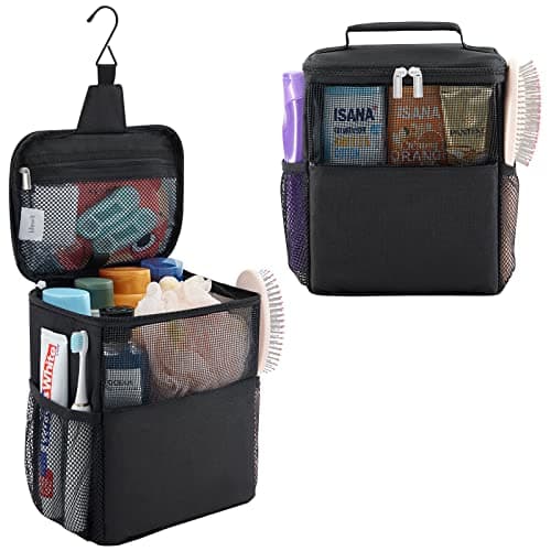 Lifewit Mesh Shower Caddy Bag Portable College Dorm Room Essentials Caddy Tote Basket for Bathroom, Gym, Travel, Camping Quick Dry Hanging Shower Organizer Toiletry Bag for Women Men, Medium, Black