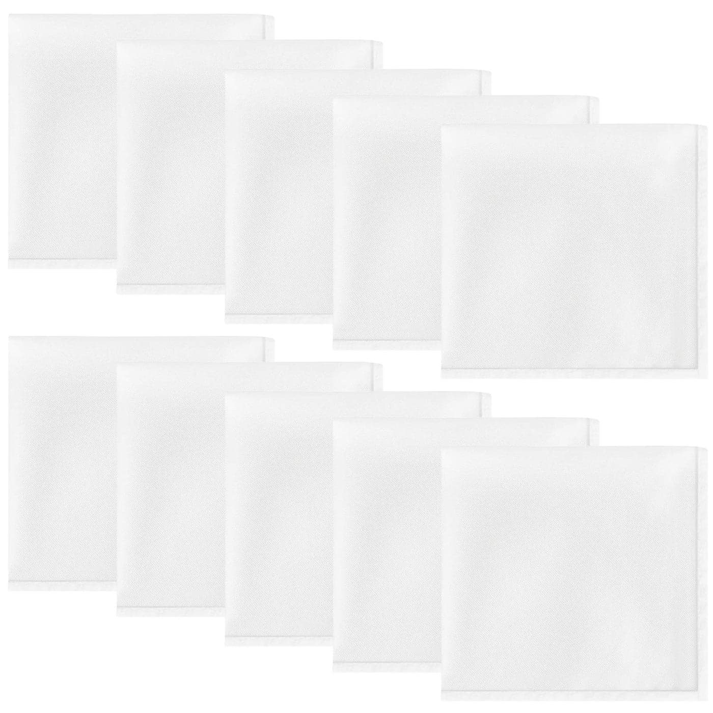 10 PCS Pocket Squares, Suit Silk Handkerchief For Men & Boys (White)
