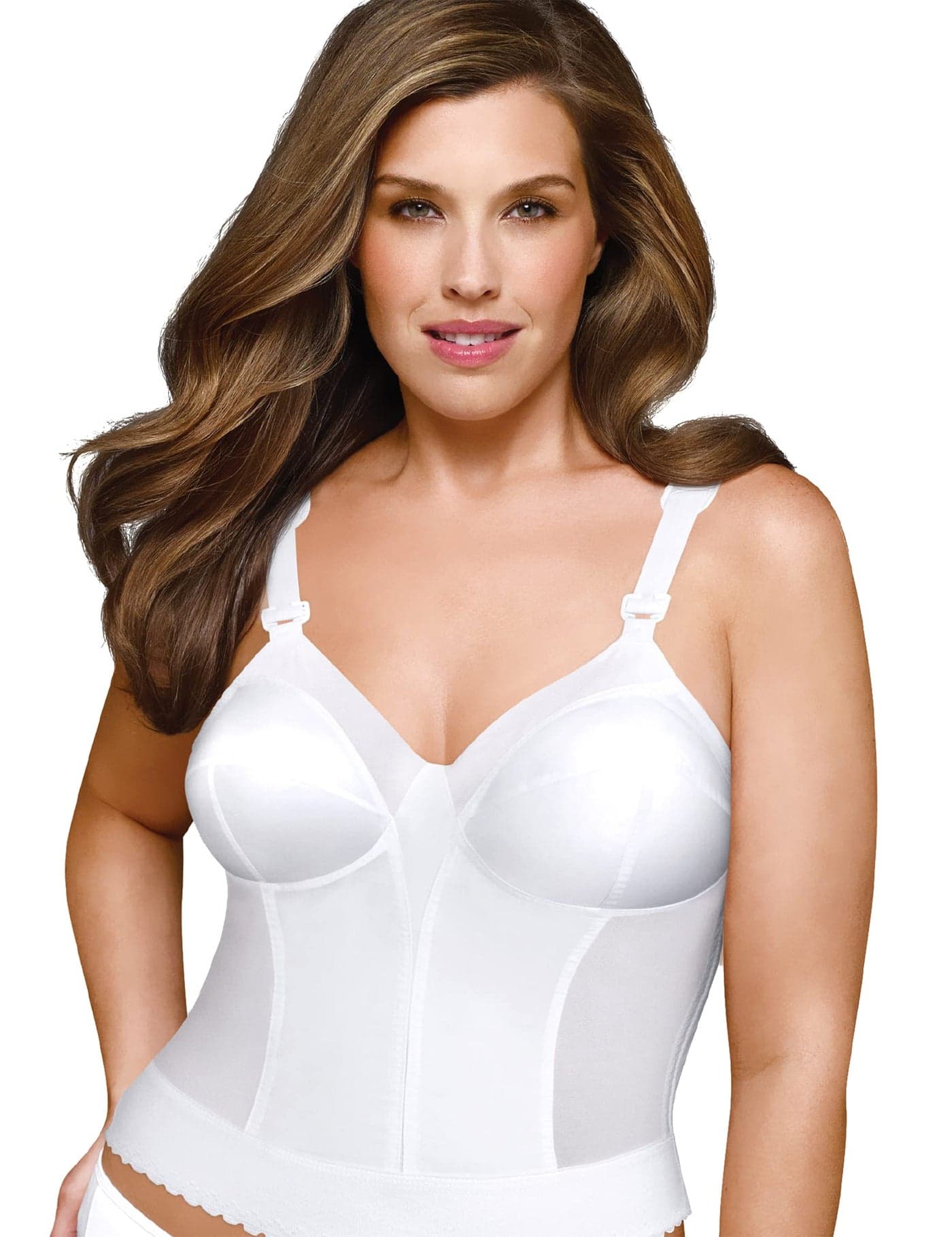 Exquisite Form womens Back Close Longline Bra, White, 48D US