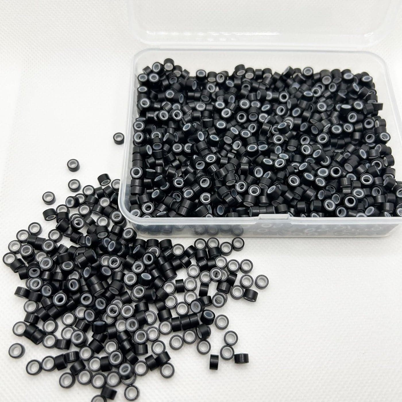 Hair Extension Beads Microlink Beads 5mm Silicon Beads for Hair ExtensionsSilicone Lined Micro Links Rings Beads Hair Feather Extensions Black 1000pcs