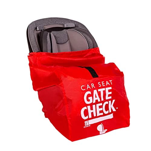 JL Childress Gate Check Bag for Car Seats Travel Bag for Airplane Includes AIRTAG Holder Fits All Baby Car Seats Infant Carriers Child Booster Seats Red